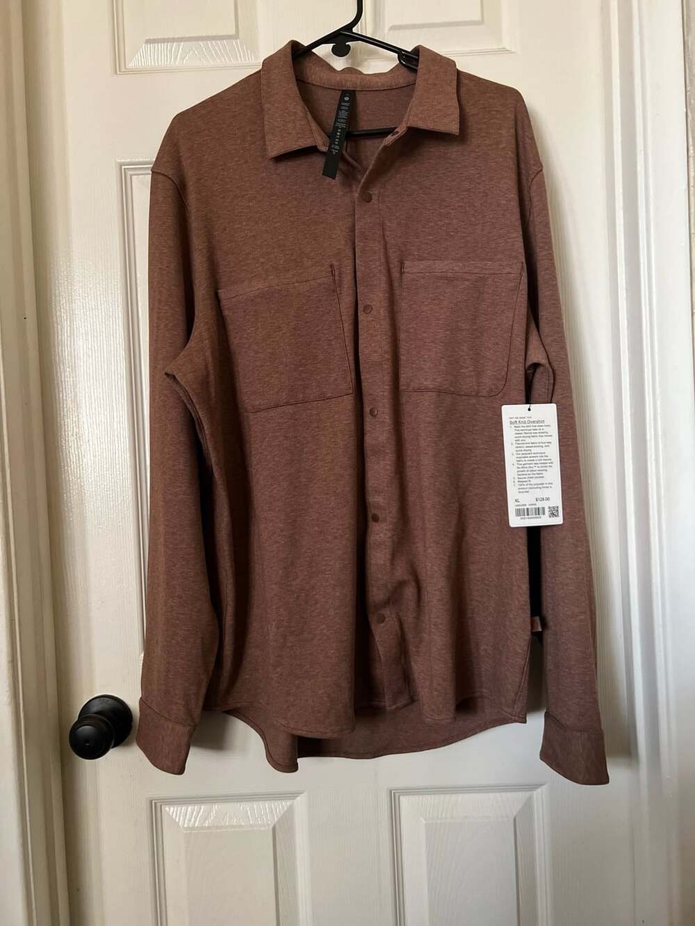 Lululemon Soft Knit Overshirt Size XL Heathered Roasted Brown Snap Button